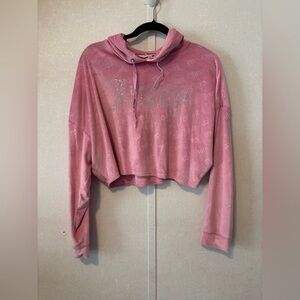 Juicy Couture cropped rhinestone velour hoodie